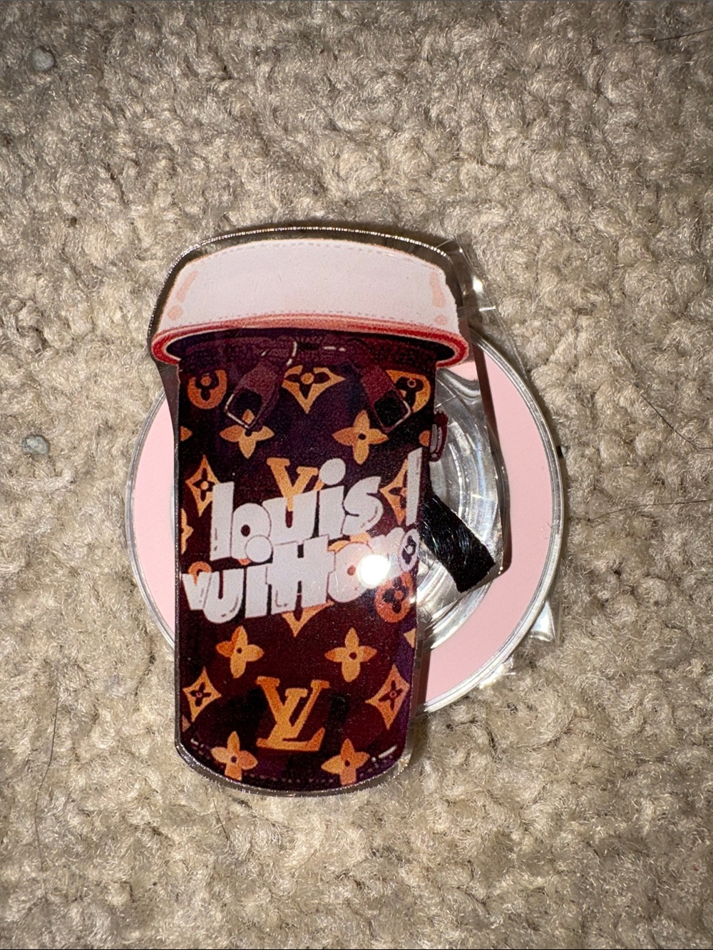 Pink & Brown Monogram Phone Grip Accessory